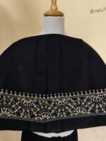 Black Cotton Kantha Stitch Hand Embroidered Blouse Piece