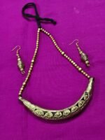 Handmade Dokra Hasuli Necklace Earrings Set - Tribal Brass Jewelry - Image 3