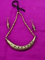 Handmade Dokra Hasuli Necklace Earrings Set - Tribal Brass Jewelry