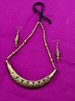 Handmade Dokra Hasuli Necklace Earrings Set - Tribal Brass Jewelry - Image 2