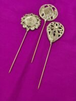 Set of 3 Handcrafted Dokra Brass Hair Pins – Tribal Art Collection - Image 2