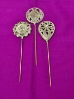 Set of 3 Handcrafted Dokra Brass Hair Pins – Tribal Art Collection