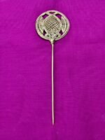 Handcrafted Dokra Brass Hair Pin – Round Leaf & Mesh Design