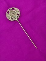 Handcrafted Dokra Brass Hair Pin – Round Leaf & Mesh Design - Image 3