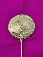 Handcrafted Dokra Brass Hair Pin – Round Design - Image 3