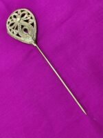 Handcrafted Dokra Brass Hair Pin – Flower Design - Image 4