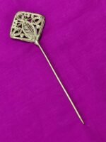 Handcrafted Dokra Brass Hair Pin – Flower & Leaf Design - Image 4