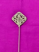 Handcrafted Dokra Brass Hair Pin – Flower & Leaf Design - Image 2
