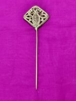 Handcrafted Dokra Brass Hair Pin – Flower & Leaf Design