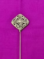 Handcrafted Dokra Brass Hair Pin –  Leaf Design - Image 2