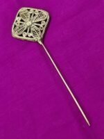 Handcrafted Dokra Brass Hair Pin –  Leaf Design - Image 4