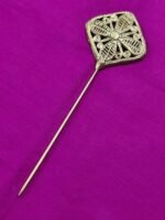 Handcrafted Dokra Brass Hair Pin –  Leaf Design - Image 3