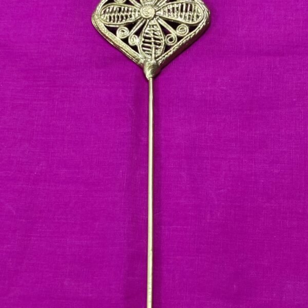Handcrafted Dokra Brass Hair Pin – Leaf Design