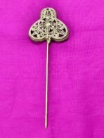 Handcrafted Dokra Brass Hair Pin – Tri-Leaf Floral Design
