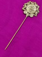 Handcrafted Dokra Hair Pin – Sunburst Floral Design - Image 2