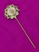 Handcrafted Dokra Hair Pin – Sunburst Floral Design - Image 3