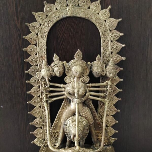 Handcrafted Dokra Brass Durga Idol – Tribal Art Sculpture