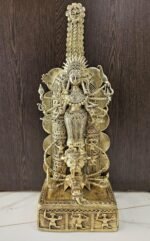 Grand Dokra Brass Durga Idol – Intricate Tribal Art on Mahishasura