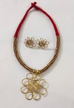 Handcrafted Dokra Brass Floral Pendant Necklace Set