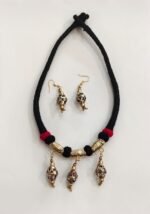 Ethnic Dokra Brass Bead Necklace Set with Black Thread