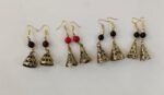 Handcrafted Dokra Brass Jhumka Earrings – Set of 5 Pairs (Multicolor Beads)