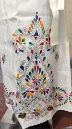 Kantha Stitch Wrap Around Skirt Cream flower design - Image 2
