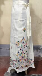 Kantha Stitch Wrap Around Skirt Cream flower design - Image 5
