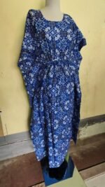 Blue Cotton Printed Kaftan Nighty - Image 2