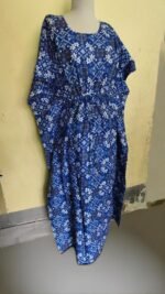 Blue Cotton Printed Kaftan Nighty