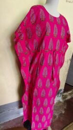 Red Cotton Printed Kaftan Nighty - Image 2
