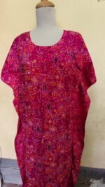 Red Print Cotton Printed Kaftan Nighty - Image 4