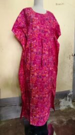 Red Print Cotton Printed Kaftan Nighty - Image 2