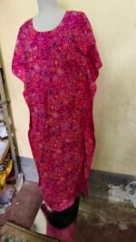 Red Print Cotton Printed Kaftan Nighty - Image 3