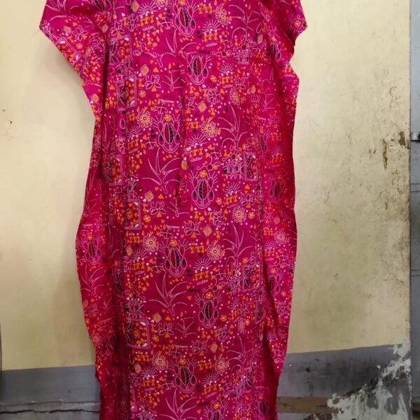 Red Print Cotton Printed Kaftan Nighty