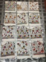 White Cotton Kantha Blouse Material Wholesale (12 Piece)