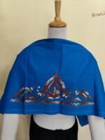 Premium Cotton Blue Kantha Stitch Blouse Material - Image 5