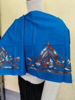 Premium Cotton Blue Kantha Stitch Blouse Material - Image 4