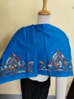 Premium Cotton Blue Kantha Stitch Blouse Material - Image 3