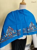 Premium Cotton Blue Kantha Stitch Blouse Material - Image 2