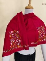 Premium Cotton Kantha Stitch Blouse Material Red - Image 3
