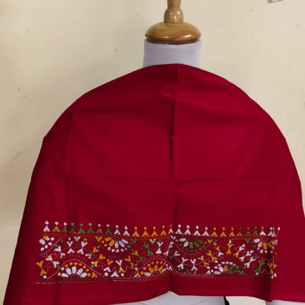 Premium Cotton Kantha Stitch Blouse Material Red