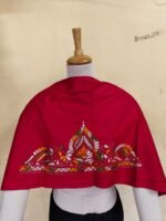 Premium Cotton Red Kantha Stitch Blouse Material - Image 3