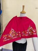 Premium Cotton Red Kantha Stitch Blouse Material - Image 2