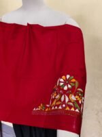 Premium Red Cotton Kantha Stitch Blouse Material - Image 5