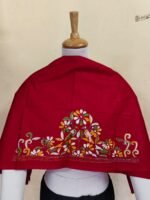 Premium Red Cotton Kantha Stitch Blouse Material