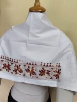 Premium White Cotton Kantha Stitch Blouse Material - Image 2