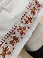 Premium White Cotton Kantha Stitch Blouse Material - Image 7