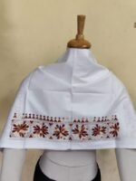 Premium White Cotton Kantha Stitch Blouse Material