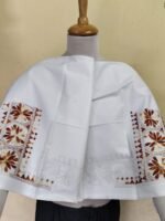 Premium White Cotton Kantha Stitch Blouse Material - Image 4