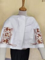 Premium White Cotton Kantha Stitch Blouse Material - Image 8